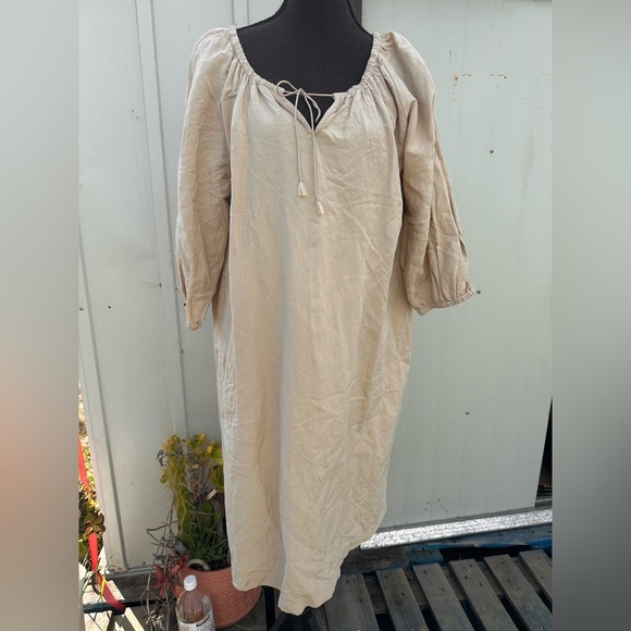 J WANDERSON TUNIC 63% Rayon 37% LinenElegant Cream Women's Dress XS OVERSIZED - Picture 1 of 8